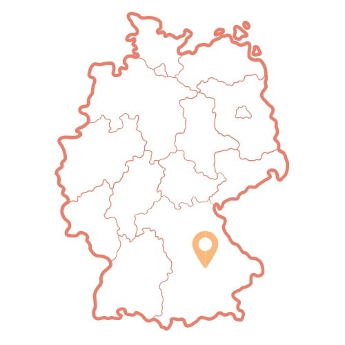 Map of Germany with pin locating Bavaria