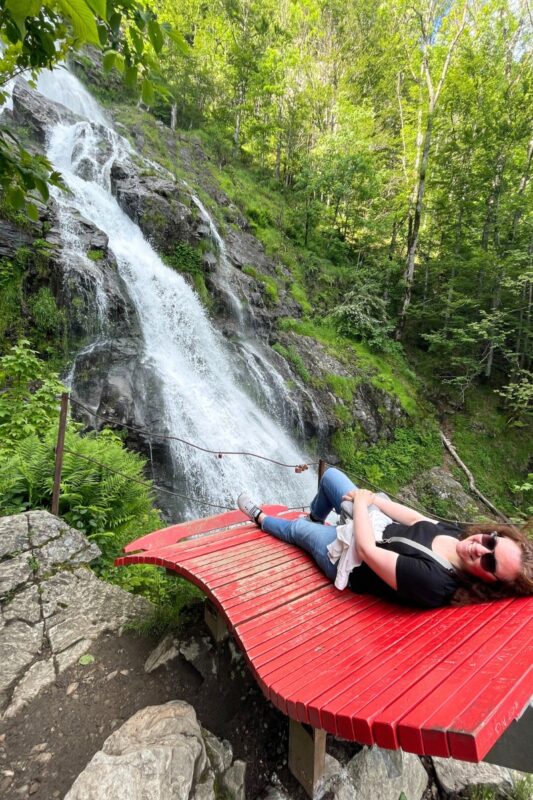 Cate at the Todtnau waterfall 